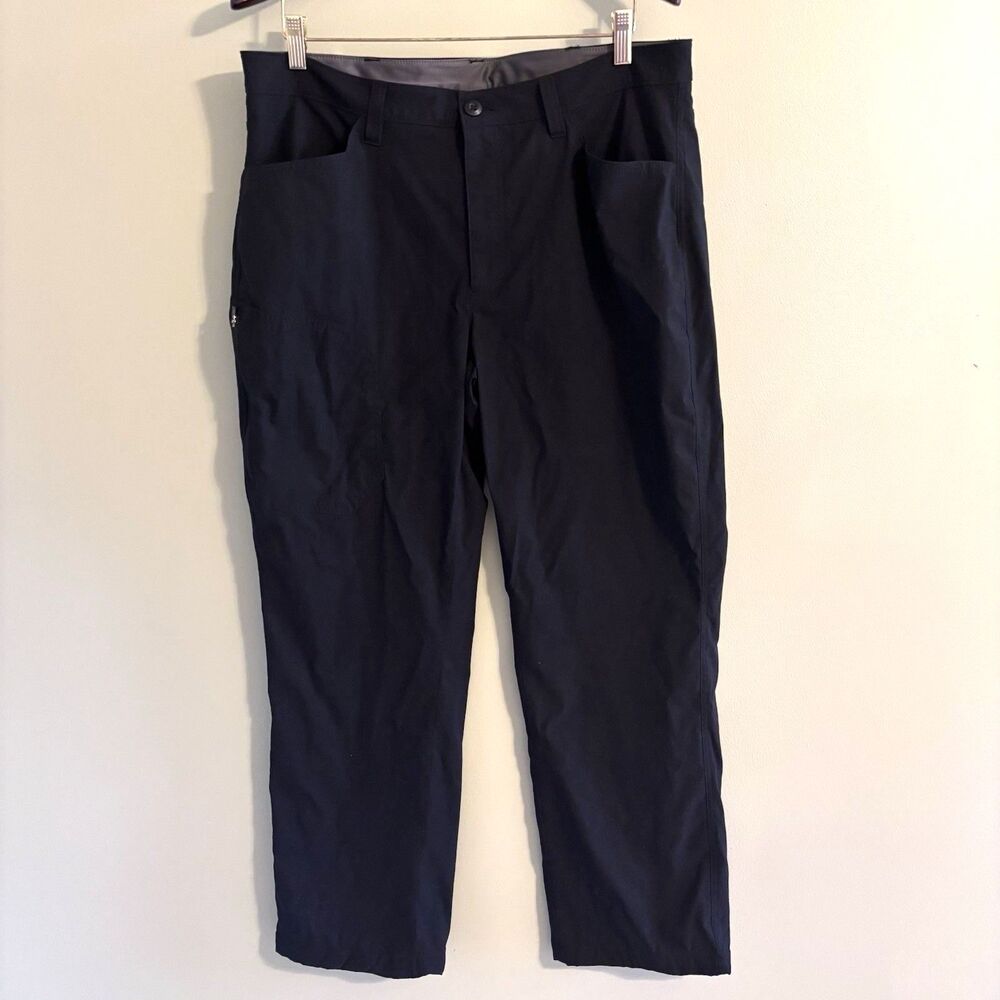 Eddie Bauer Fleece Lined Tech Pants Mens 36x30 Water Resistant Black UPF 50+